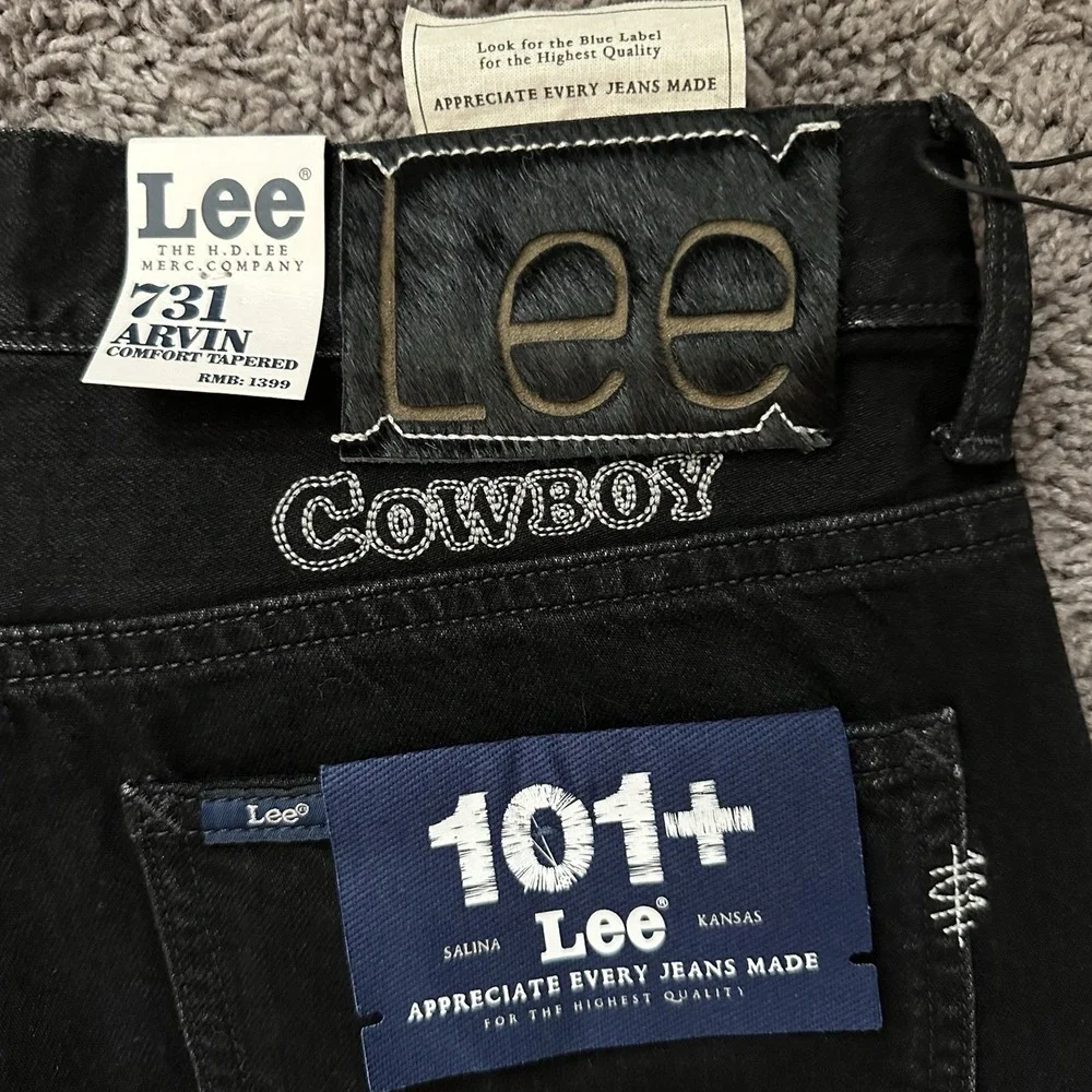 Lee Men's 101+ 731 Arvin Selvedge Cowboy Comfort Tapered Black Jeans Size 32x31